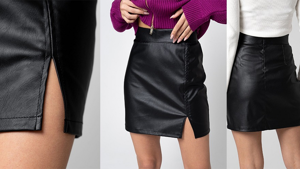 Кожаная юбка с запахом: модный тренд 2023-2024 года